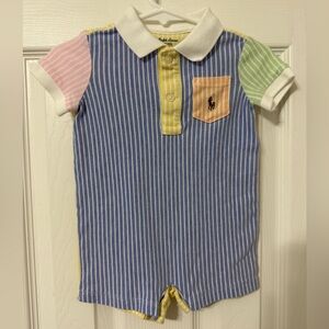 Ralph Lauren Boys Striped Polo Romper - NWOT